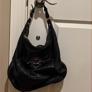 Black Leather Tory Burch Bag
